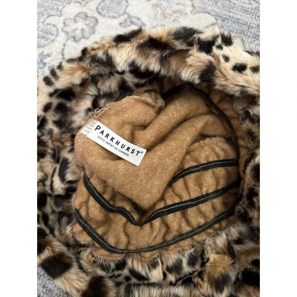 Parkhurst Leopard Animal Print Faux Fur Bucket Hat